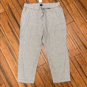 J Crew Factory New Sz 14 Blue Striped Linen Blend Pants